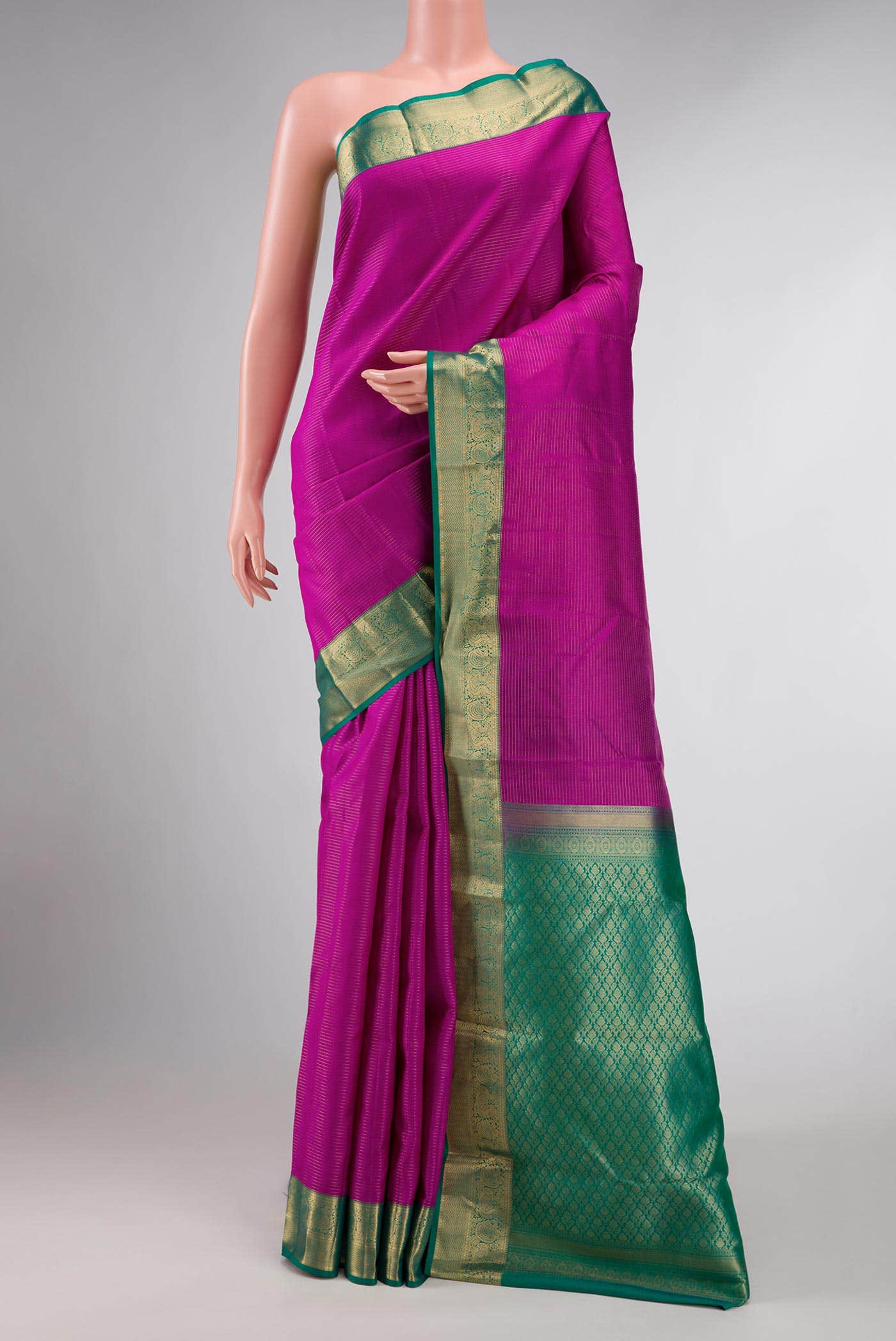 Dark Pink Dual Tone Kanchipuram Silk Saree