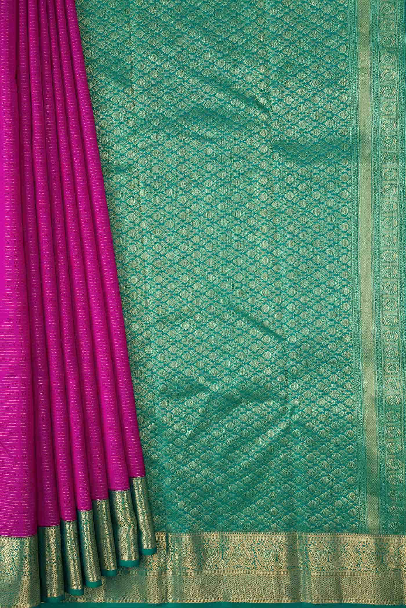 Dark Pink Dual Tone Kanchipuram Silk Saree