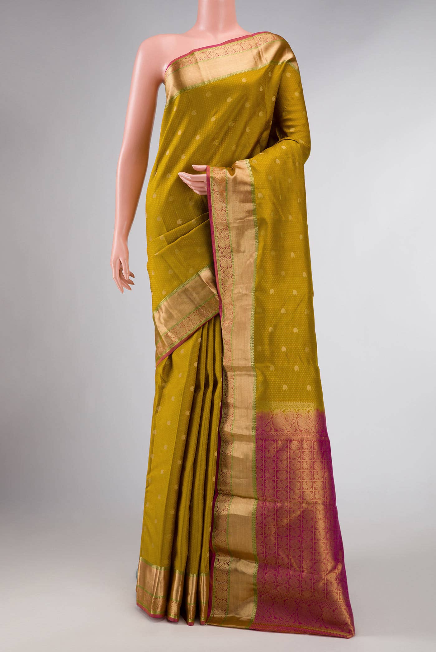 Mustard Dual Tone Kanchipuram Silk Saree