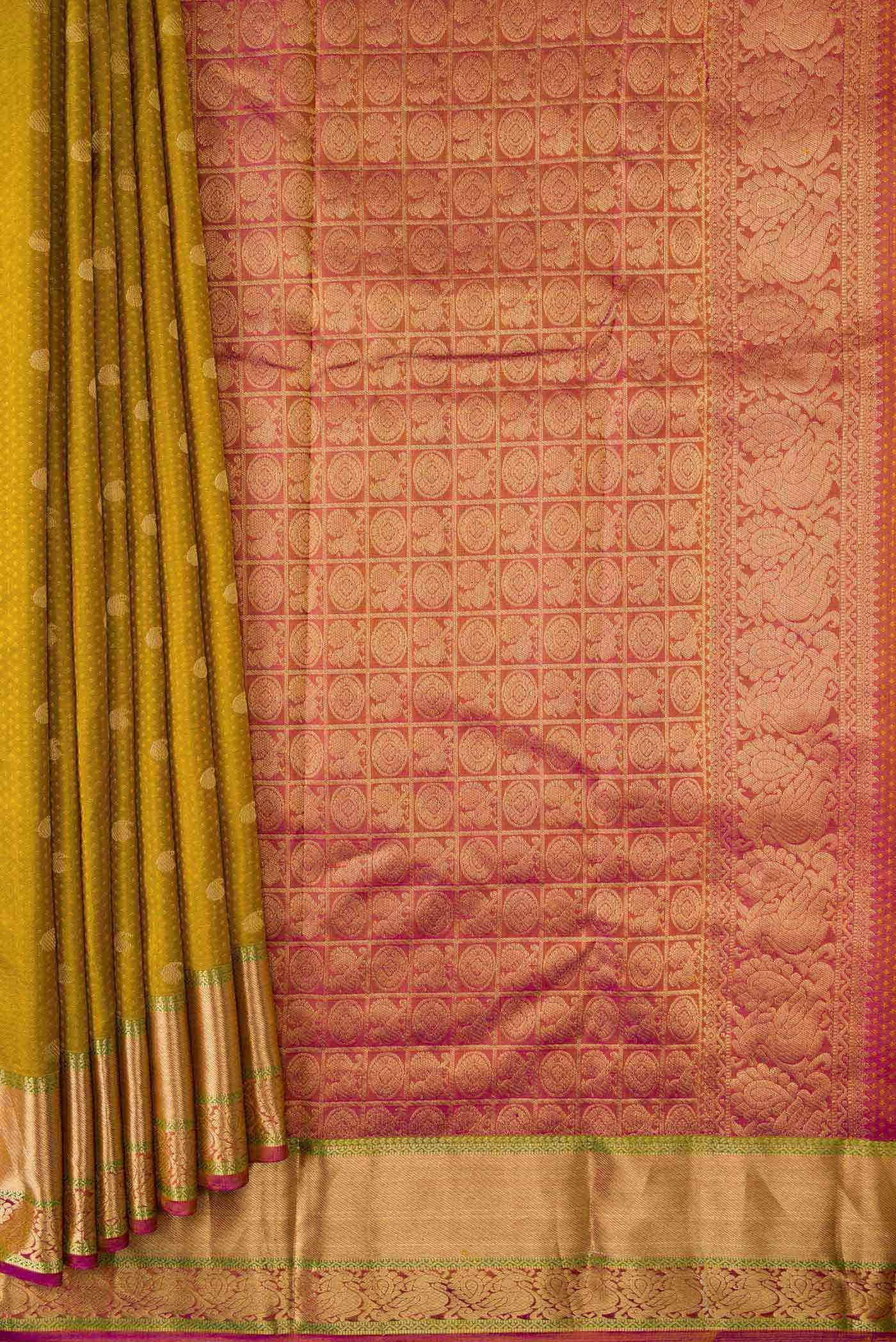 Mustard Dual Tone Kanchipuram Silk Saree