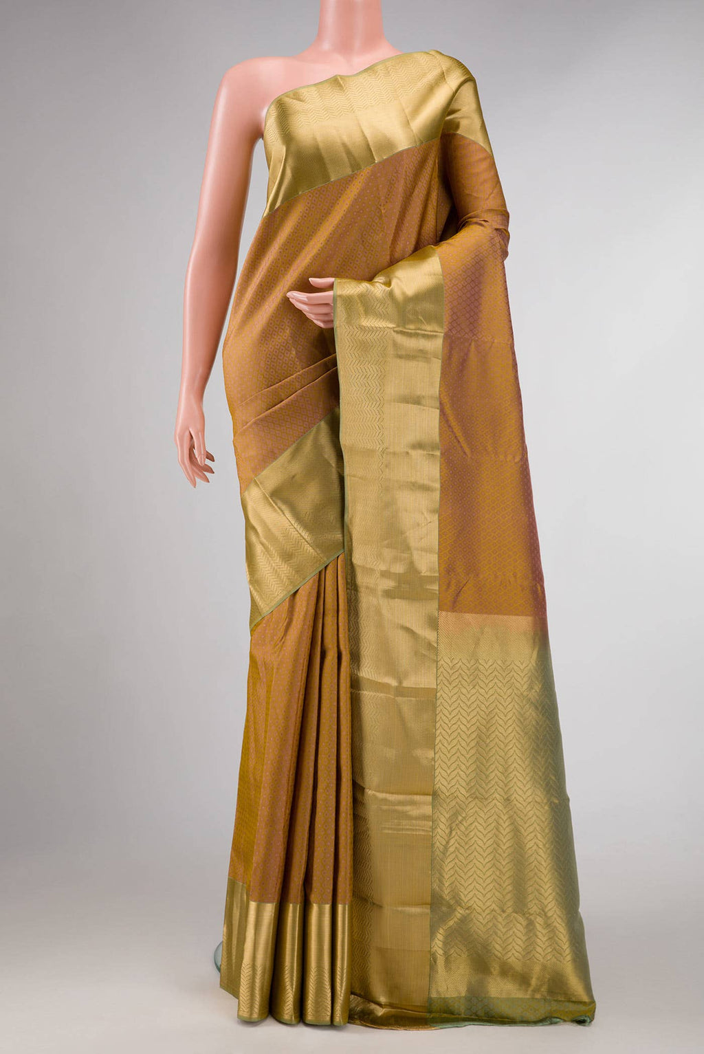 Brown Dual Tone Kanchipuram Silk Saree