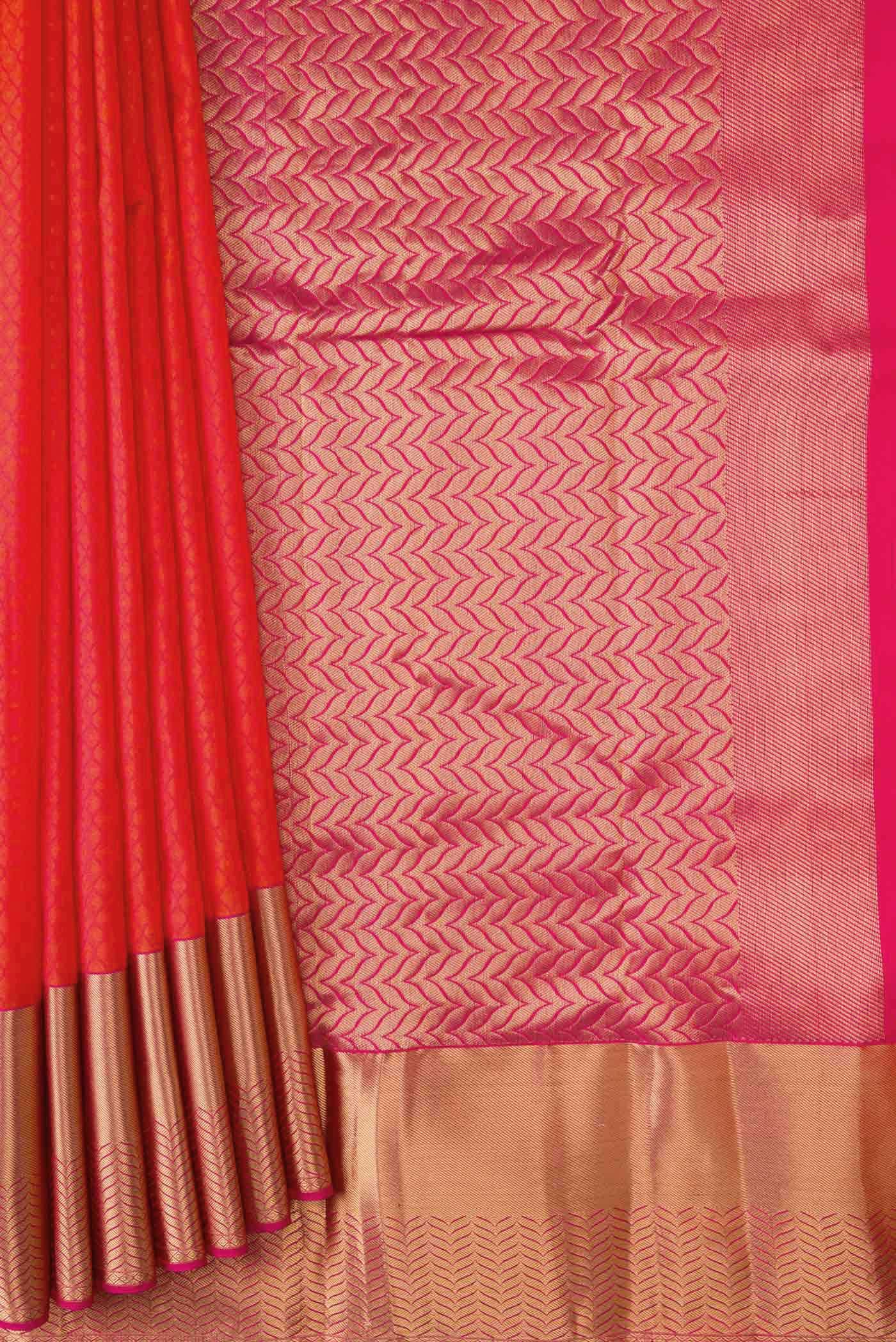 Orange Dual Tone Kanchipuram Silk Saree
