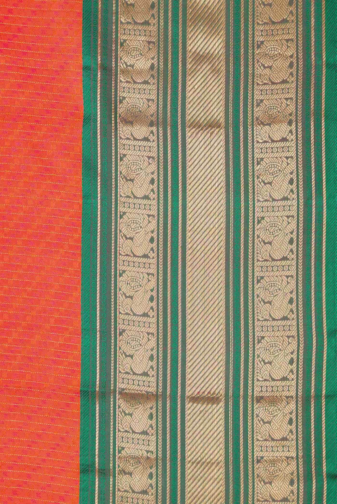 Brick Orange Dual Tone Kanchipuram Silk Saree