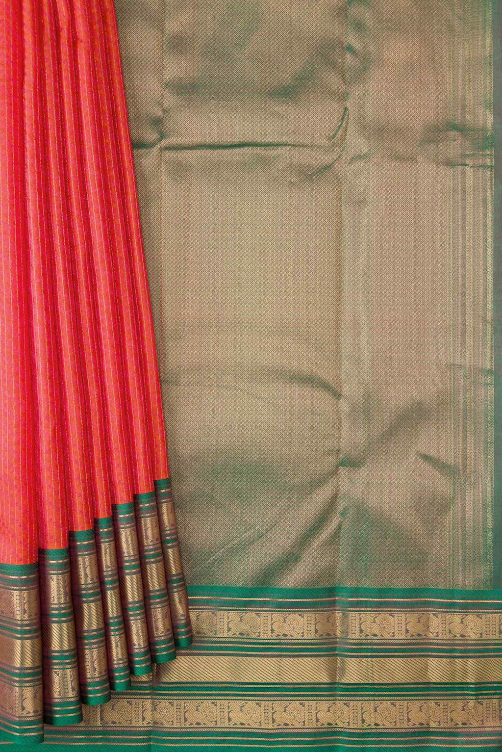 Brick Orange Dual Tone Kanchipuram Silk Saree
