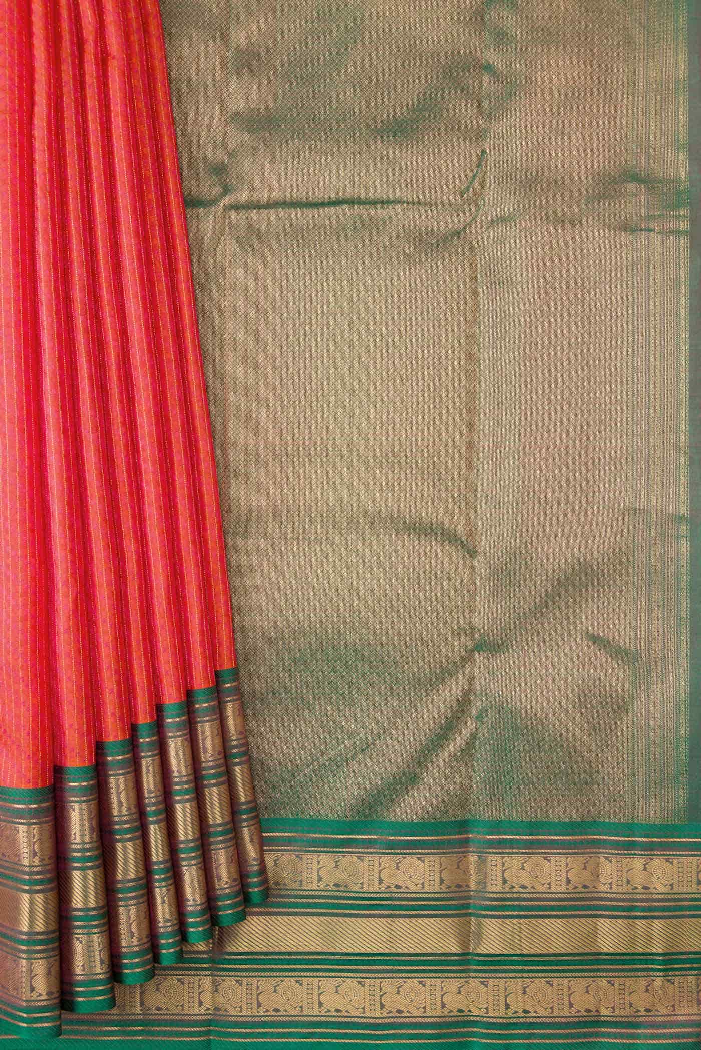 Brick Orange Dual Tone Kanchipuram Silk Saree