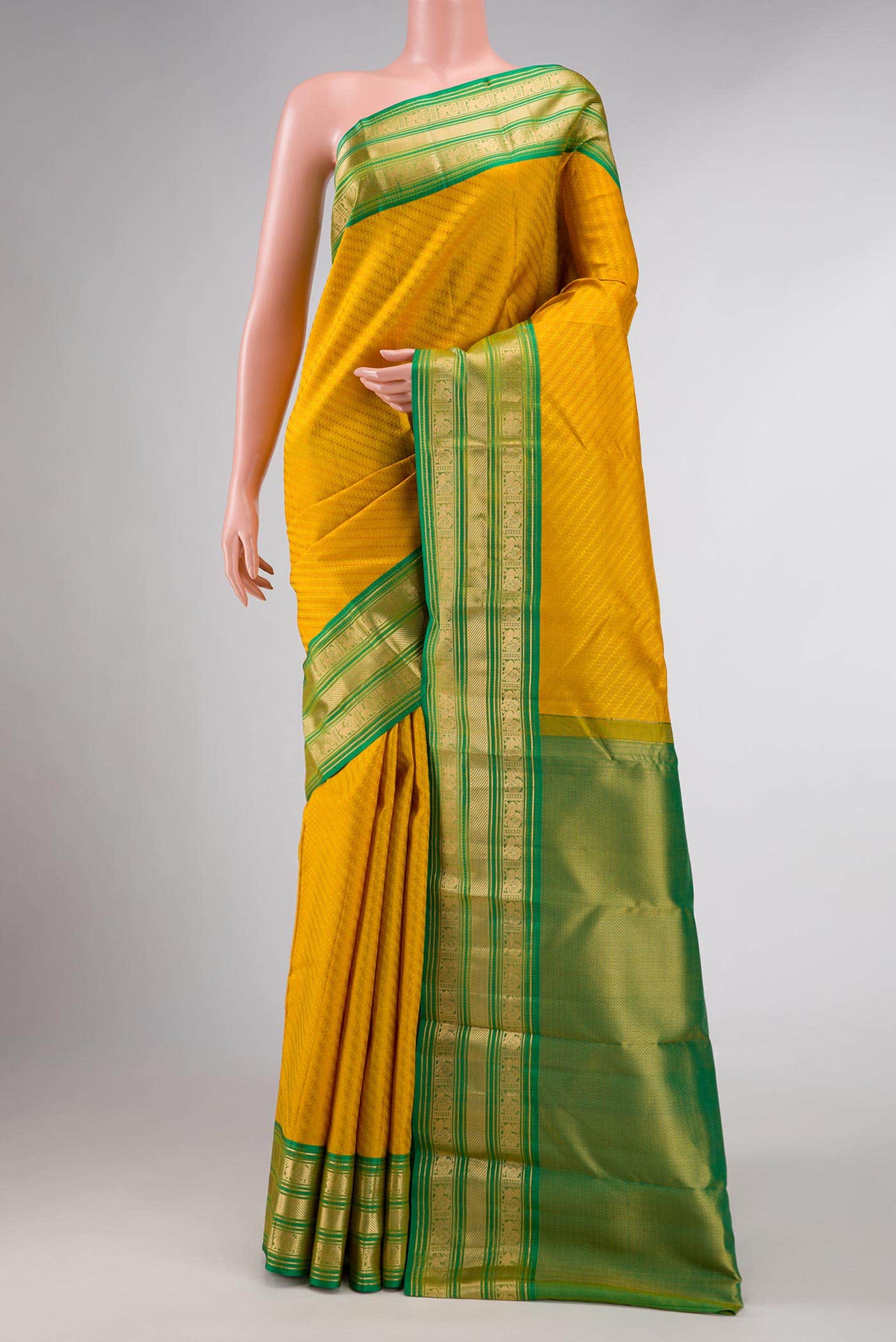 Yellow Dual Tone Kanchipuram Silk Saree