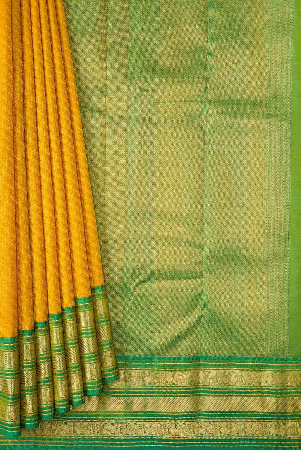 Yellow Dual Tone Kanchipuram Silk Saree