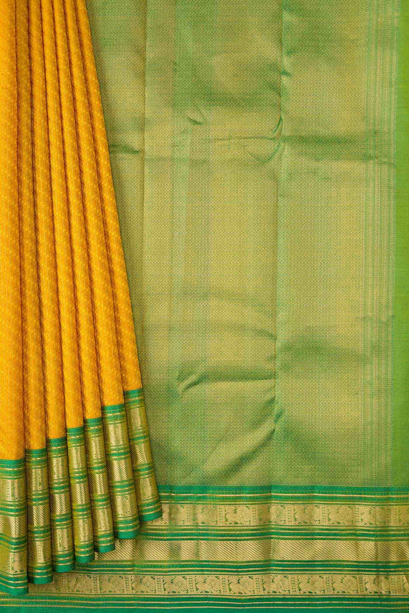 Yellow Dual Tone Kanchipuram Silk Saree