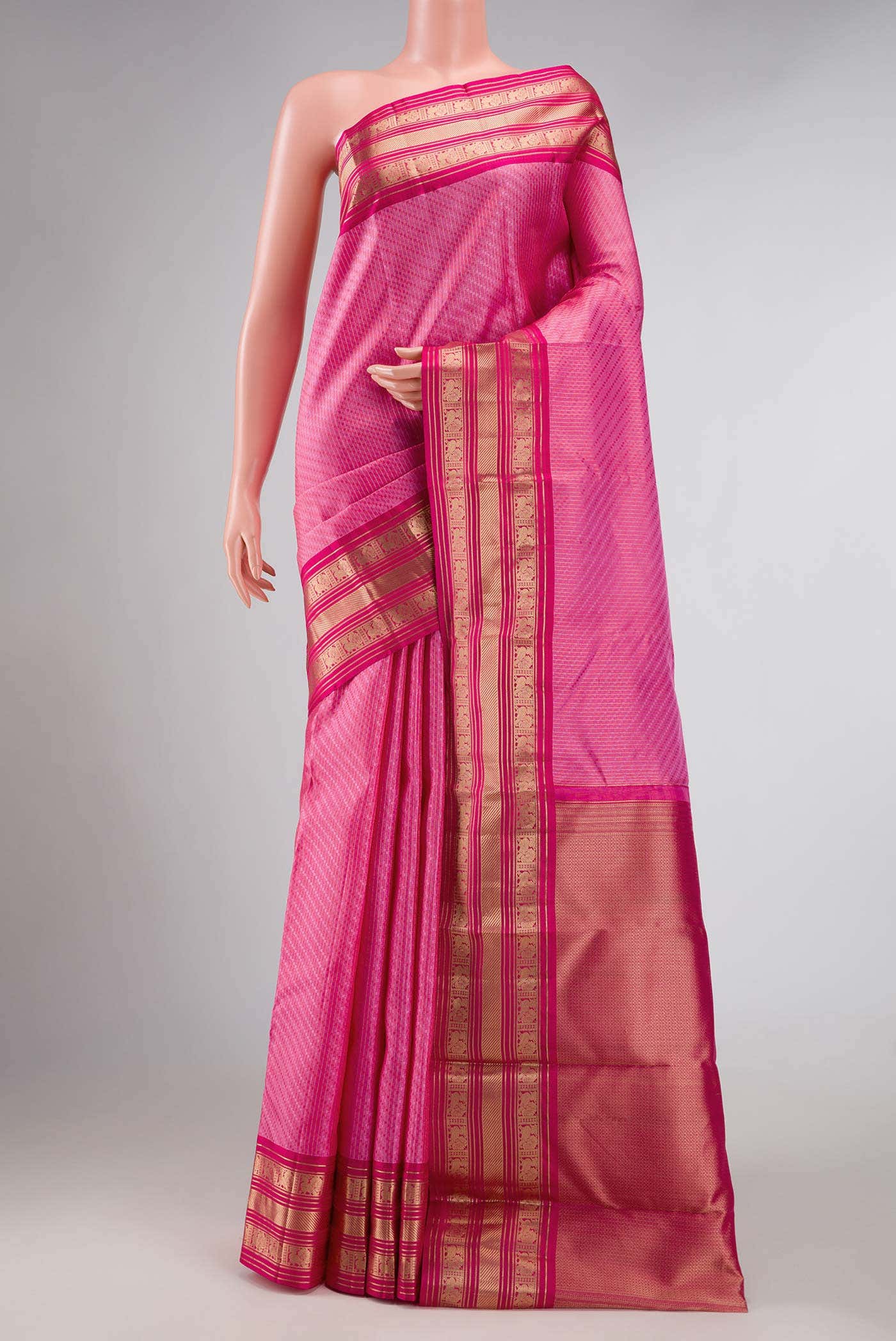 Pink Dual Tone Kanchipuram Silk Saree