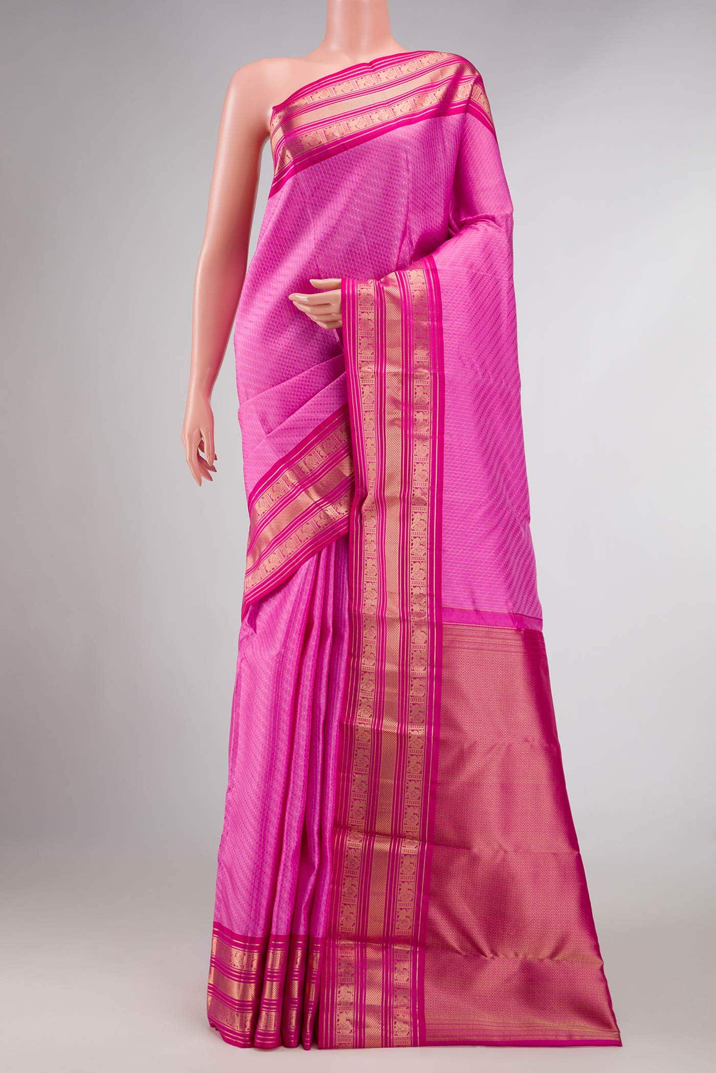 Pink Dual Tone Kanchipuram Silk Saree