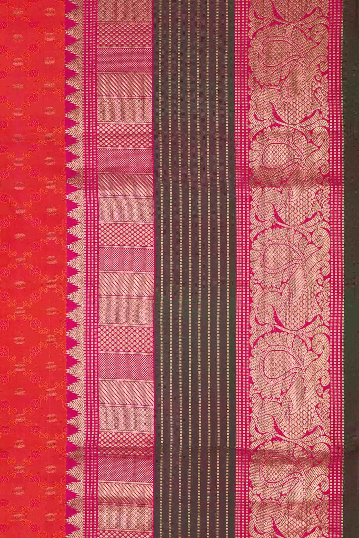 Brick Orange Dual Tone Kanchipuram Silk Saree