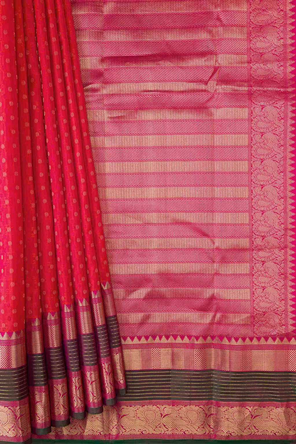 Brick Orange Dual Tone Kanchipuram Silk Saree