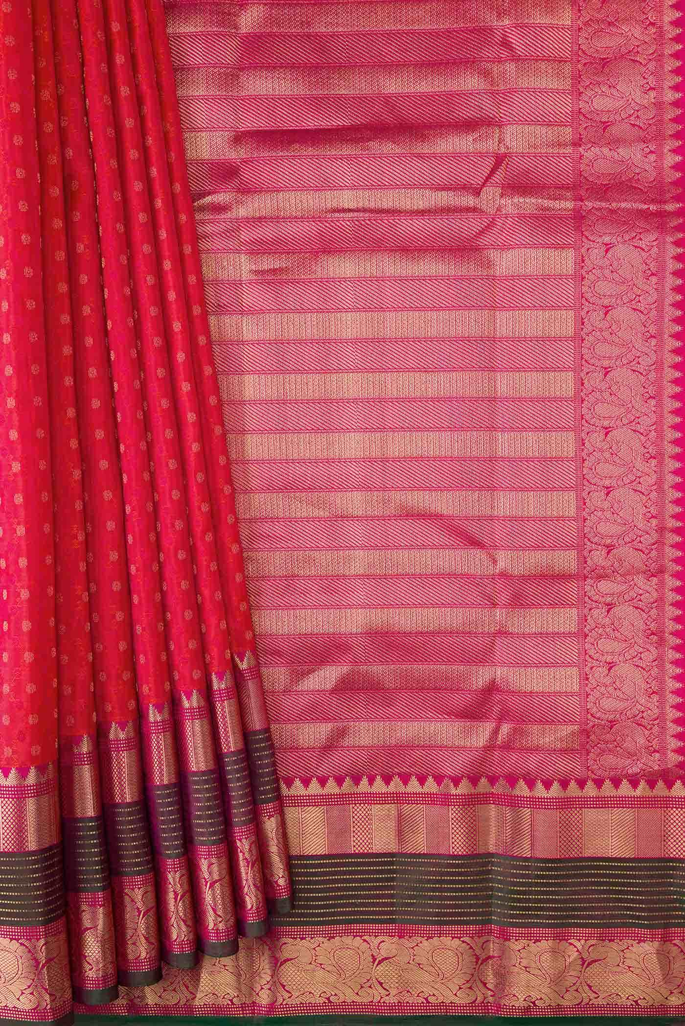 Brick Orange Dual Tone Kanchipuram Silk Saree