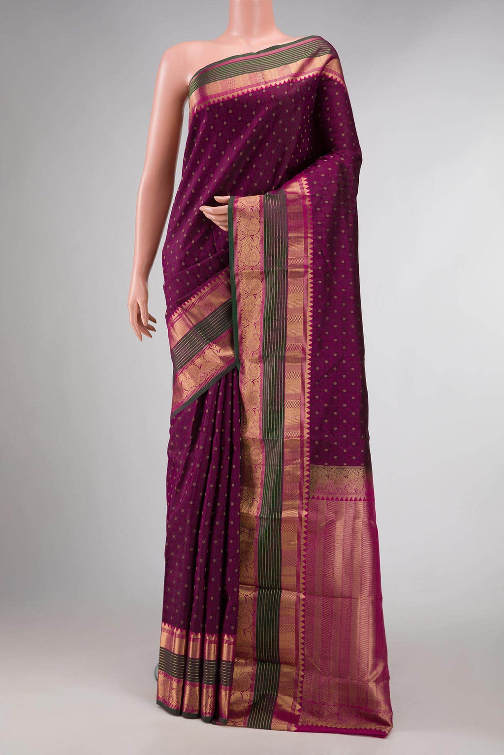 Burgundy Dual Tone Kanchipuram Silk Saree