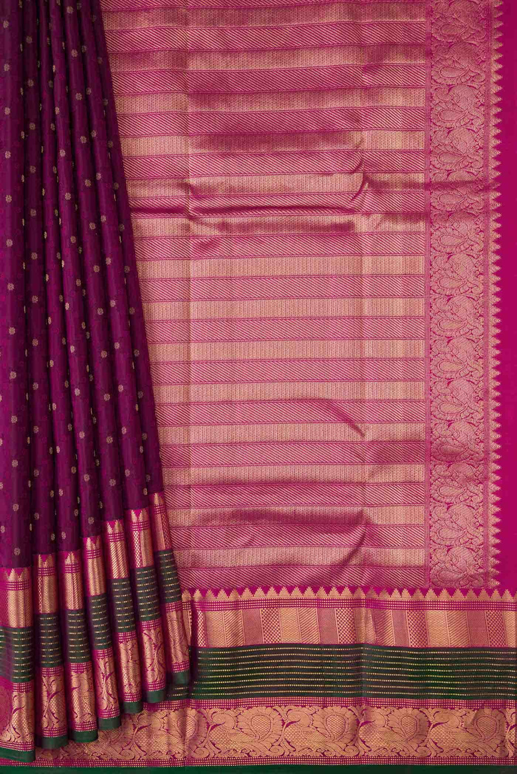 Burgundy Dual Tone Kanchipuram Silk Saree