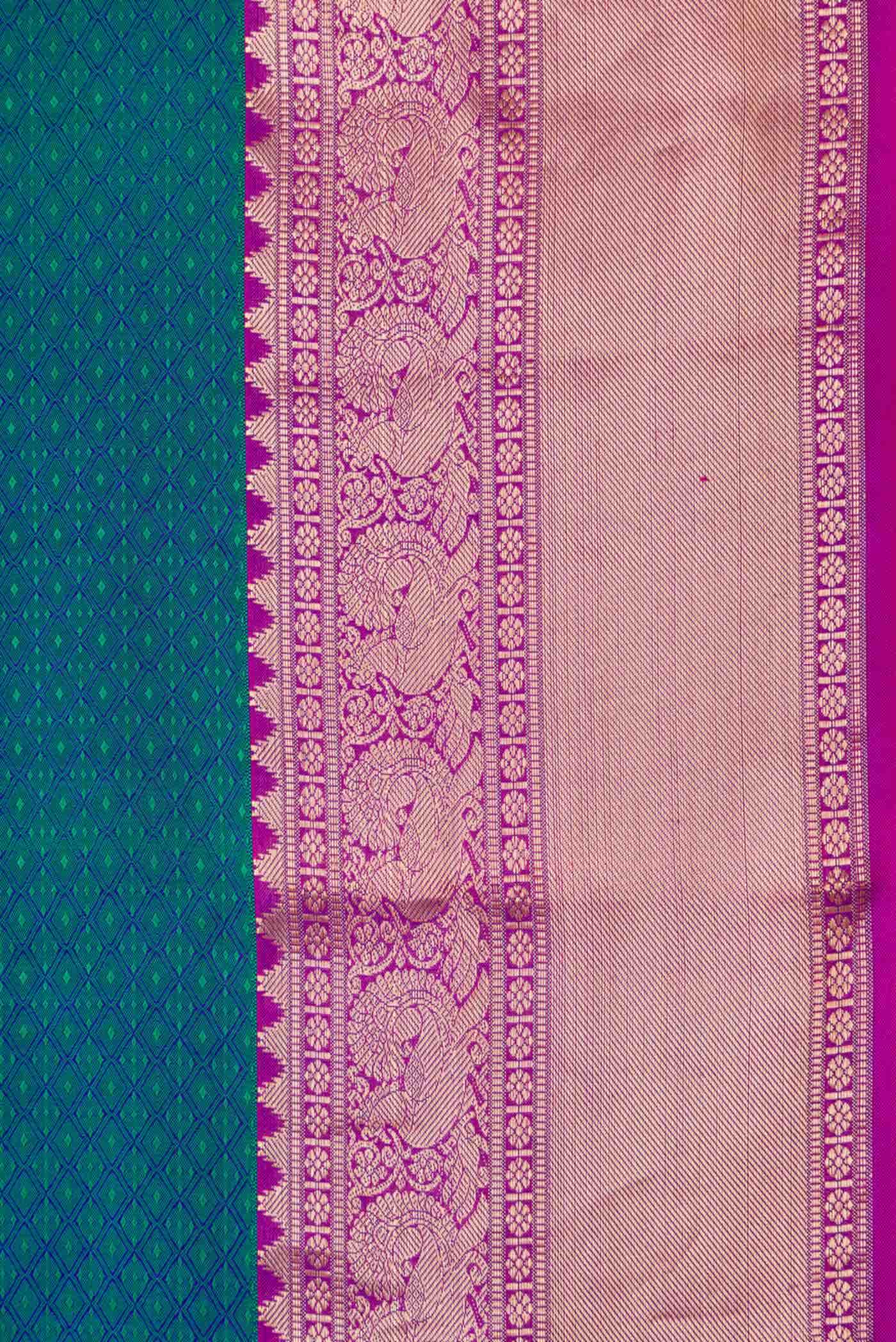 Peacock Blue Dual Tone Kanchipuram Silk Saree