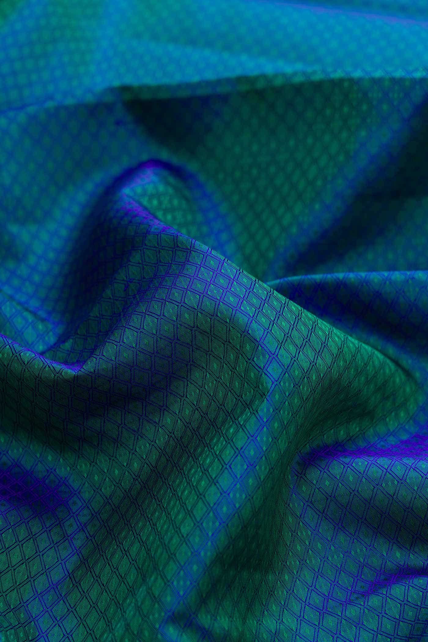 Peacock Blue Dual Tone Kanchipuram Silk Saree