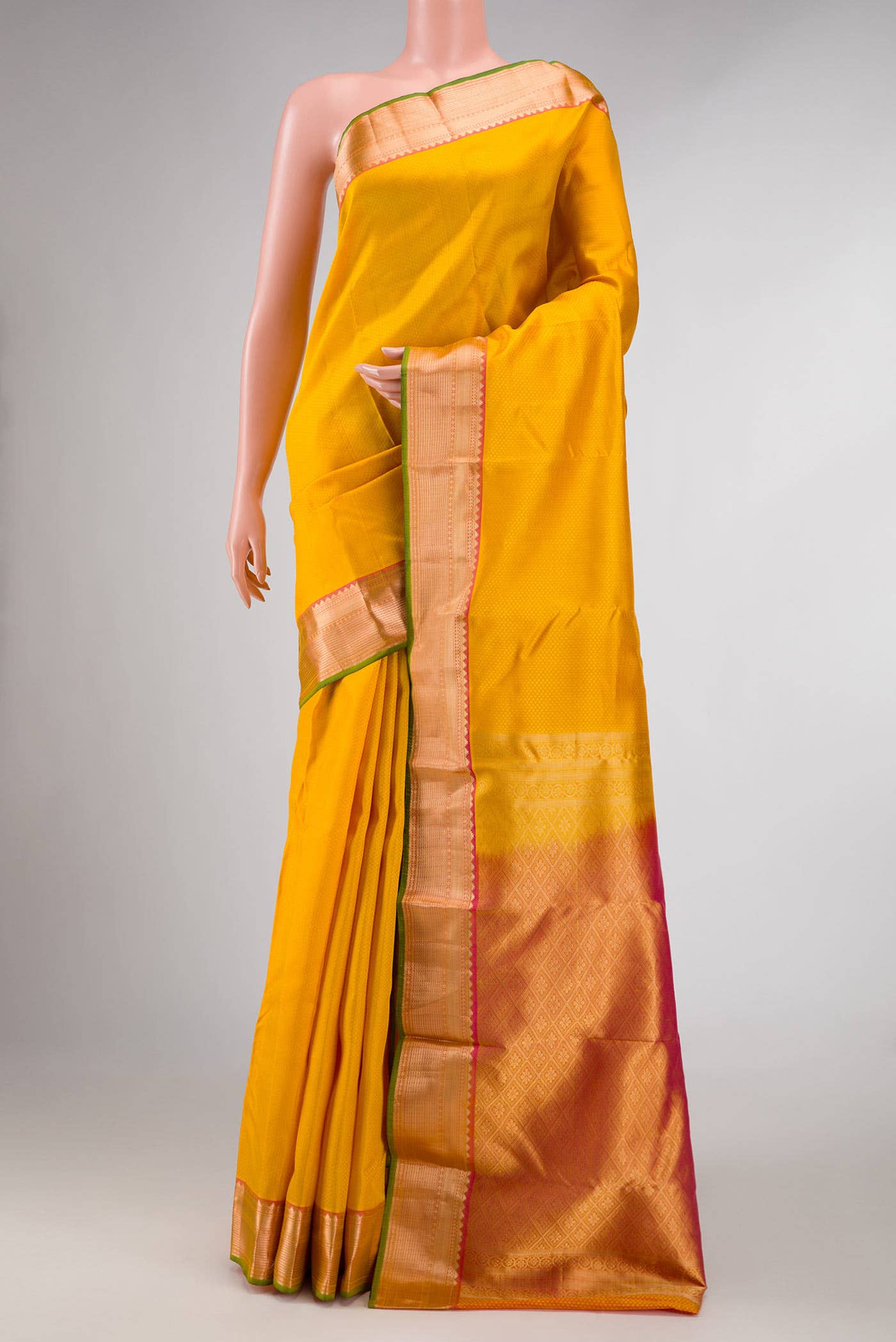 Yellow Dual Tone Kanchipuram Silk Saree