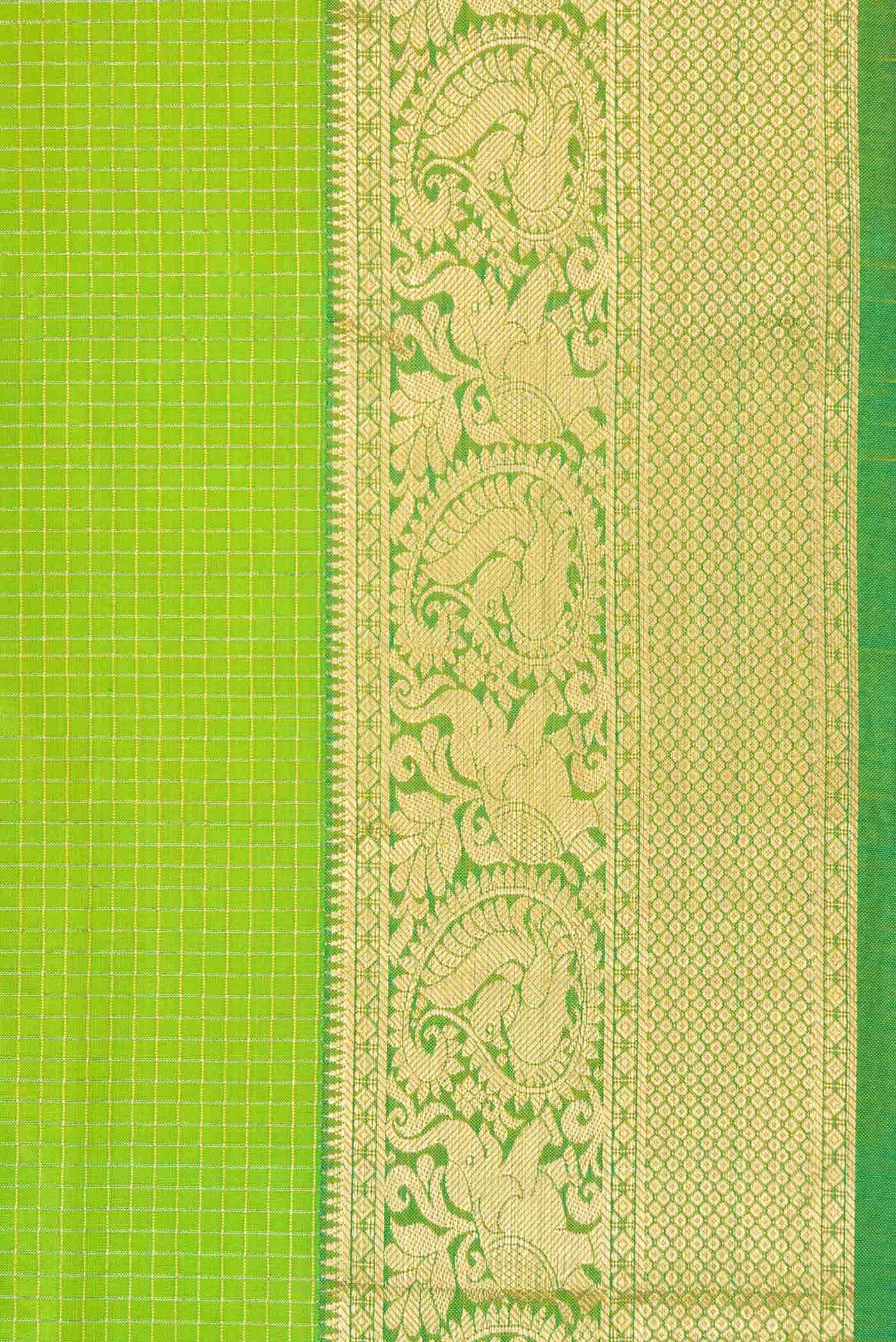 Parrot Green Dual Tone Kanchipuram Silk Saree