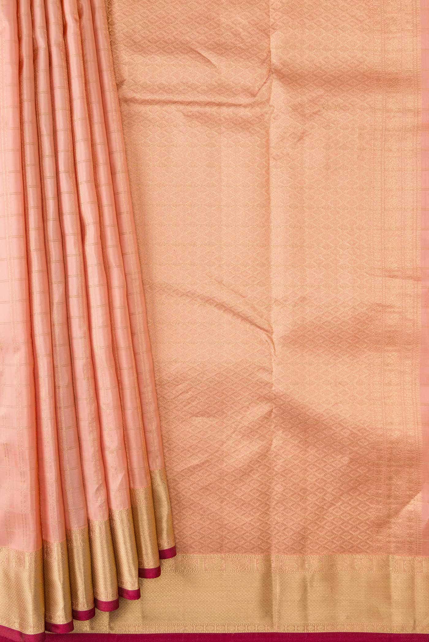 Golden Peach Dual Tone Kanchipuram Silk Saree