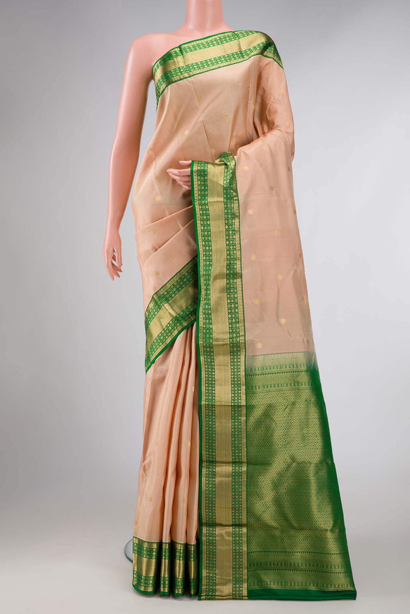 Beige Dual Tone Kanchipuram Silk Saree