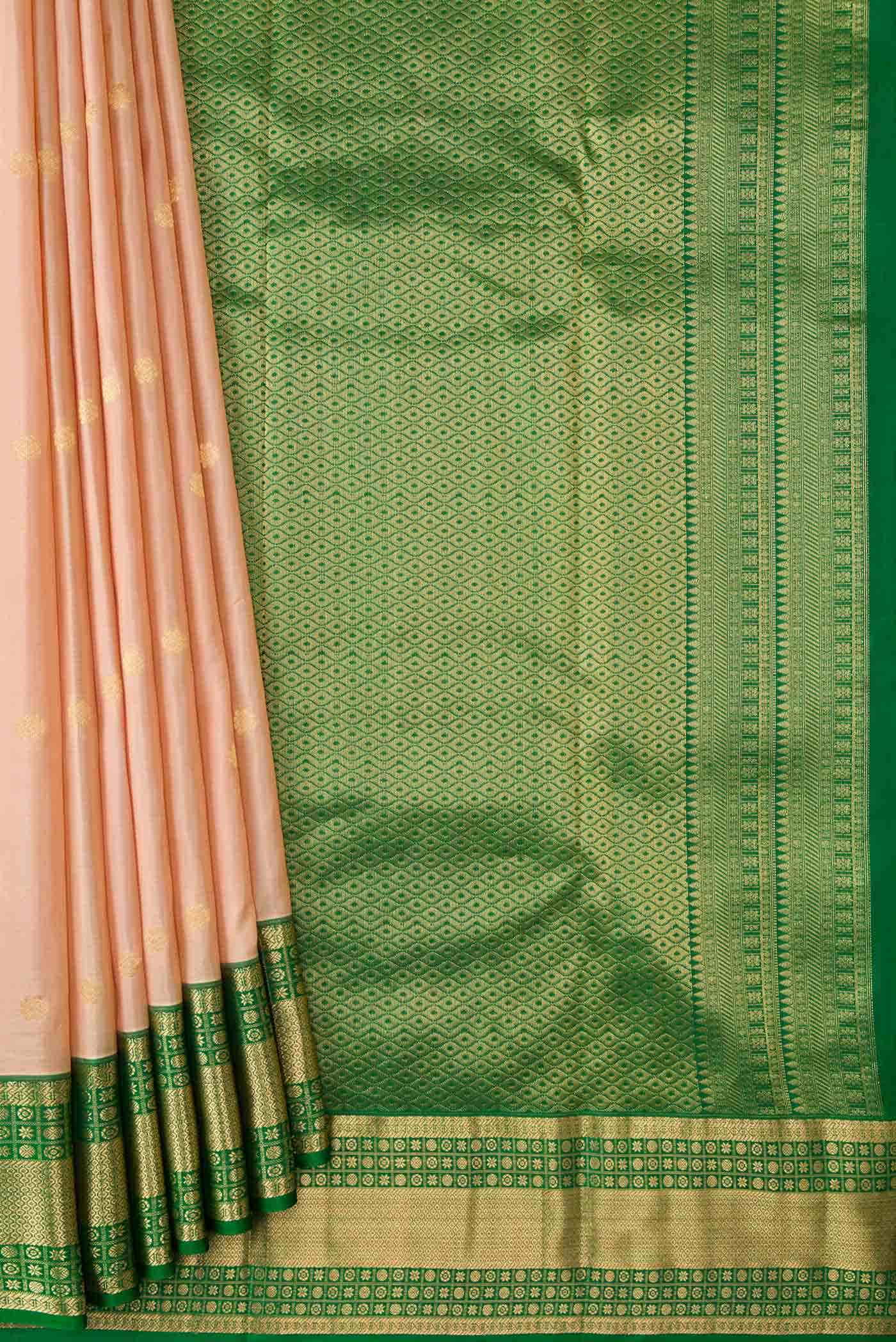 Beige Dual Tone Kanchipuram Silk Saree