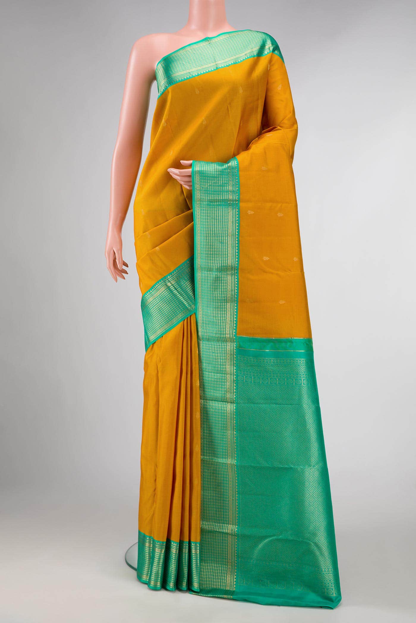 Mustard Dual Tone Kanchipuram Silk Saree