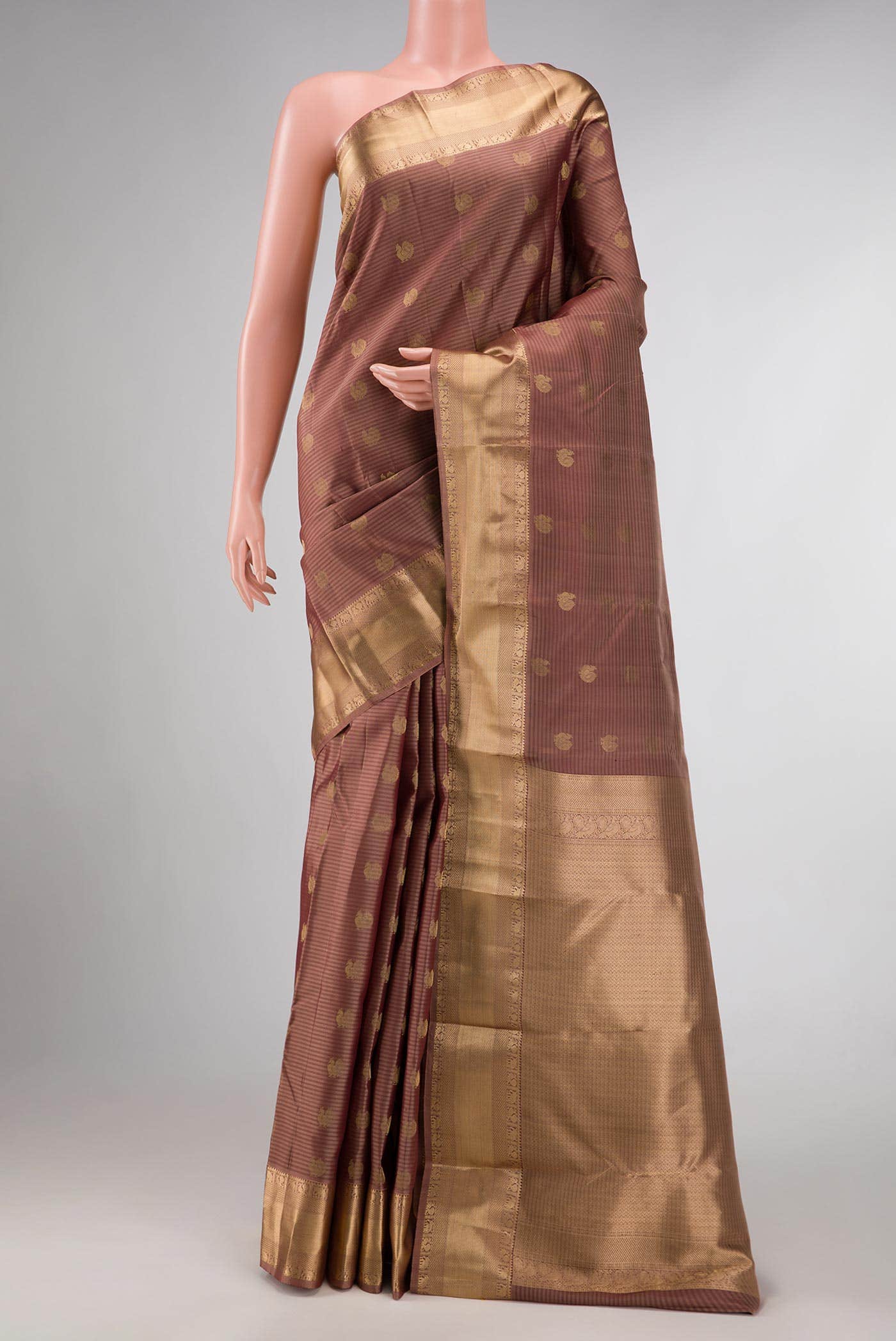 Brown Dual Tone Kanchipuram Silk Saree