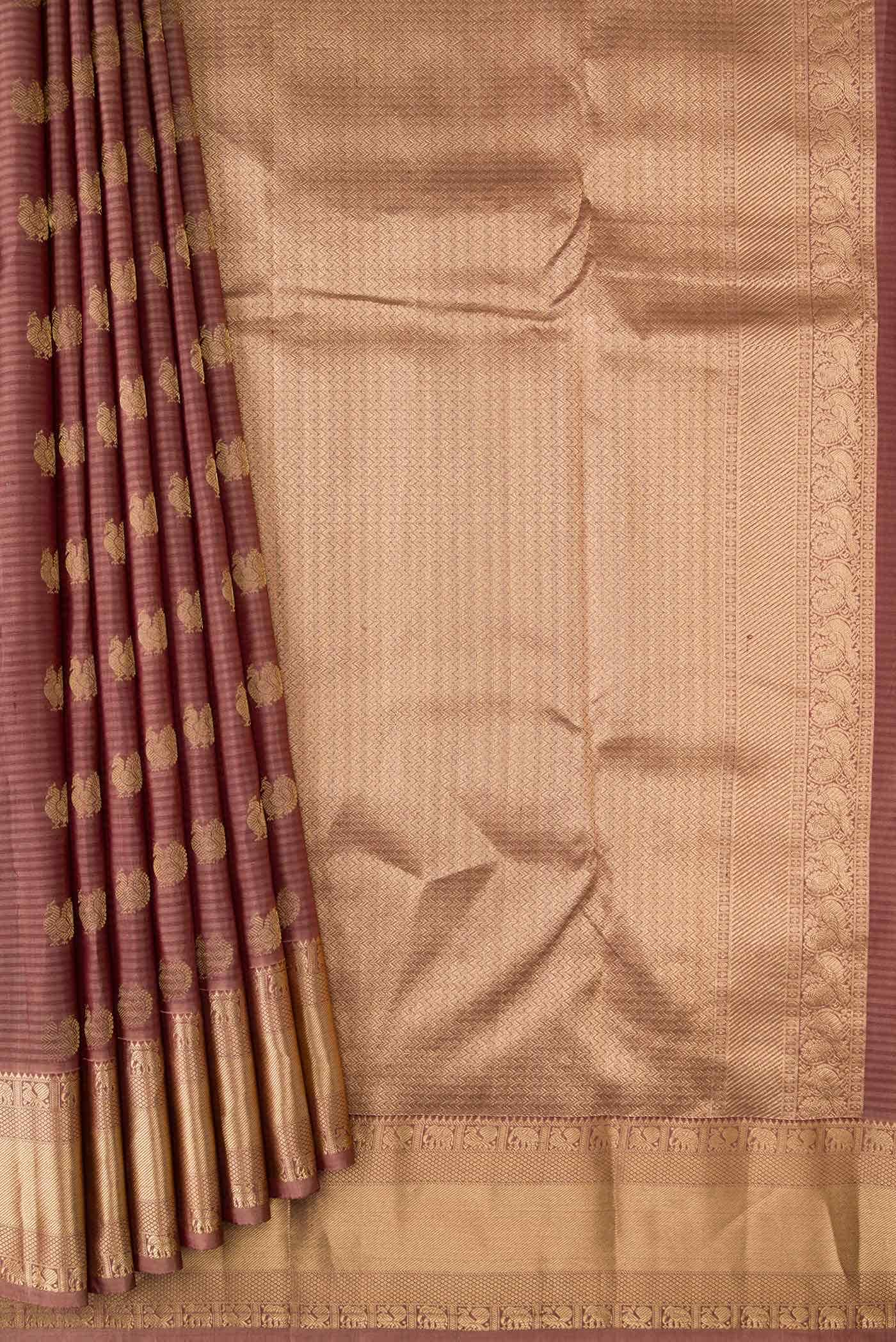 Brown Dual Tone Kanchipuram Silk Saree