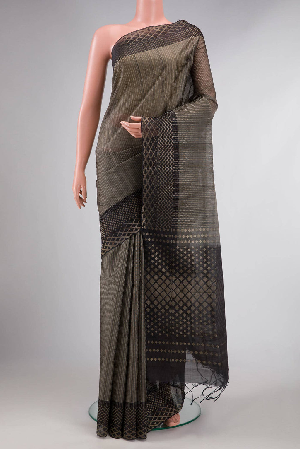 Grey Dual Tone Silk Cotton Saree