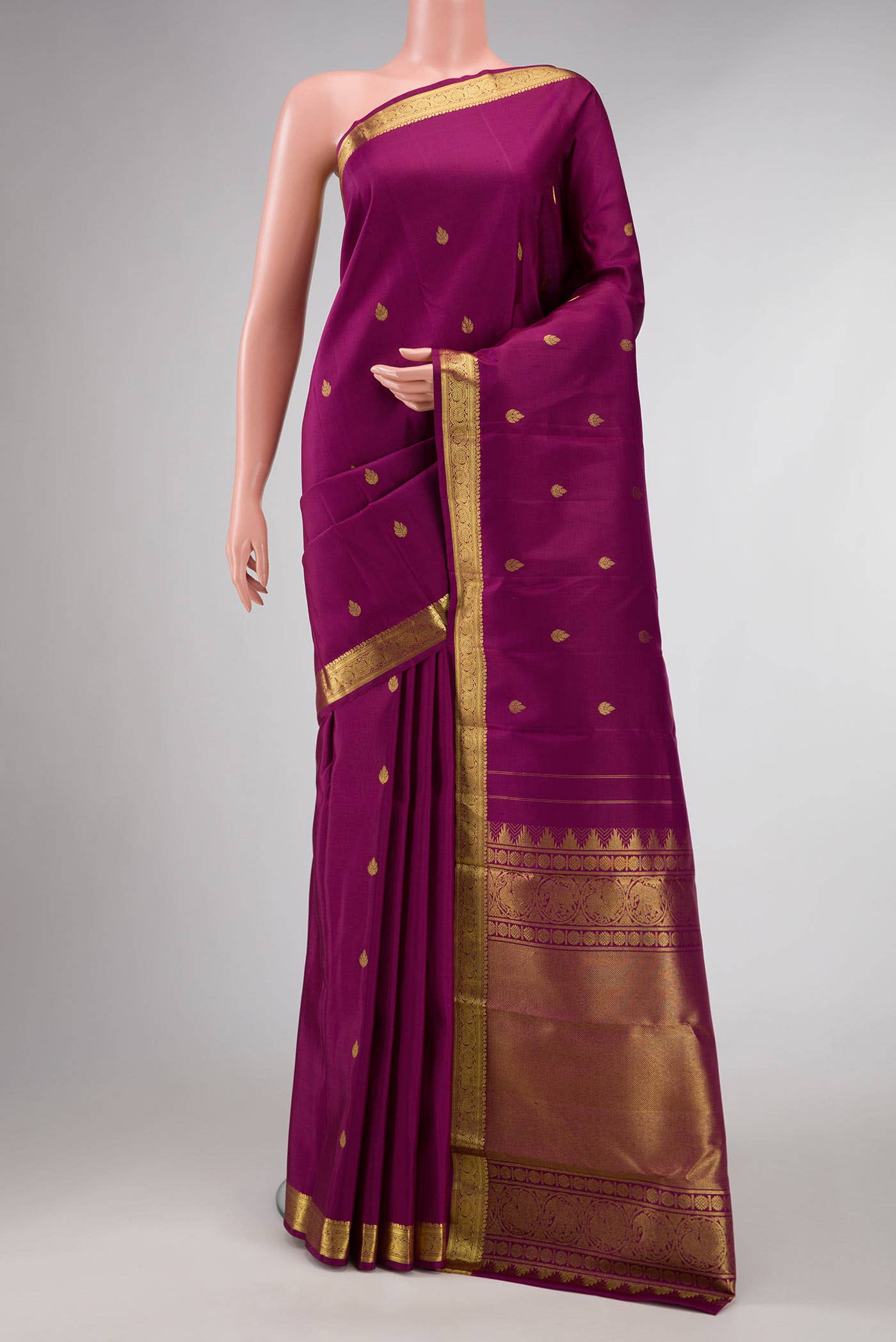 Burgundy Dual Tone Kanchipuram Silk Saree