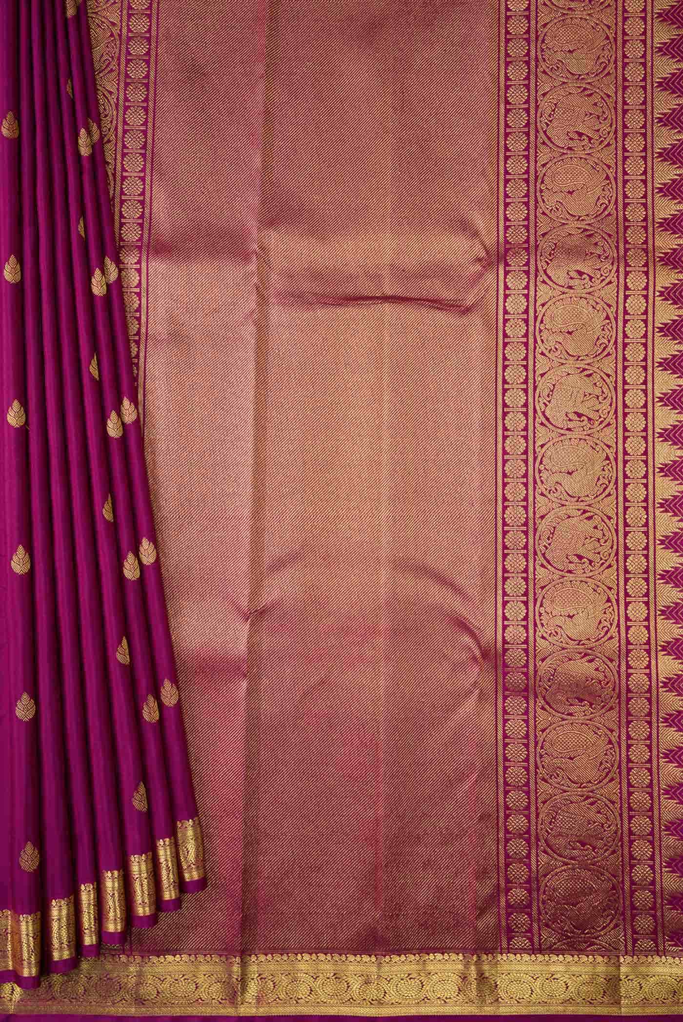 Burgundy Dual Tone Kanchipuram Silk Saree