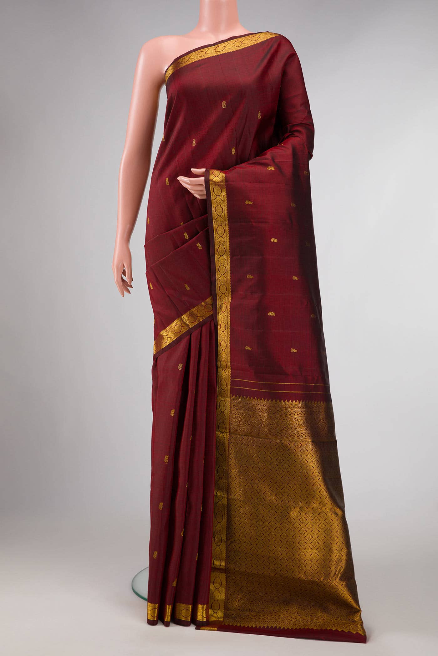 Maroon Dual Tone Kanchipuram Silk Saree
