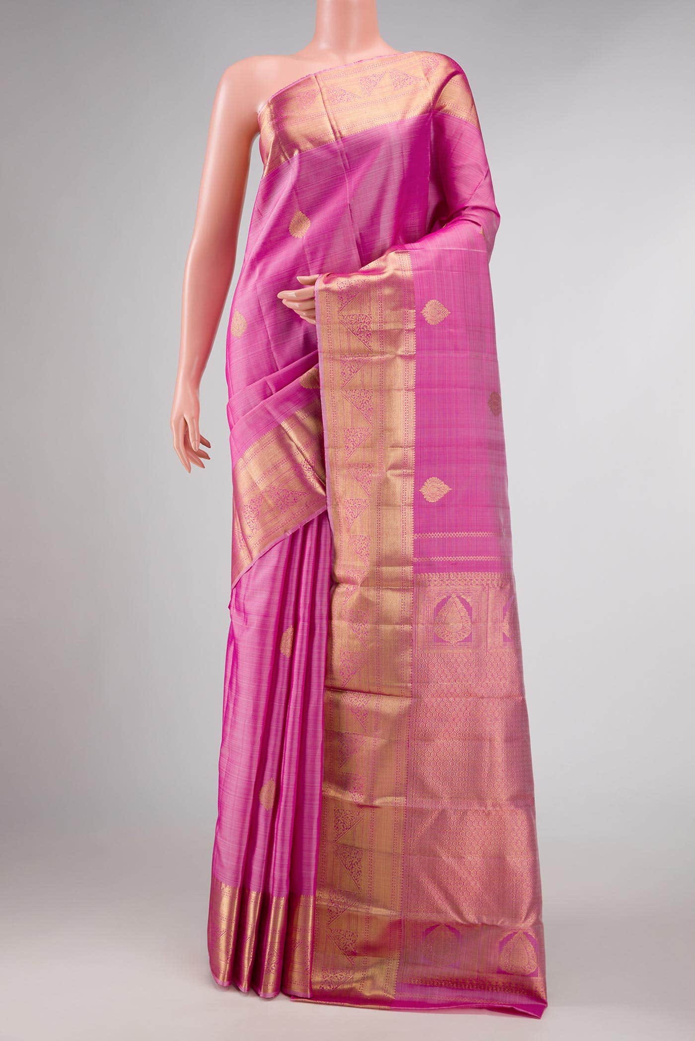 Pink Dual Tone Kanchipuram Silk Saree