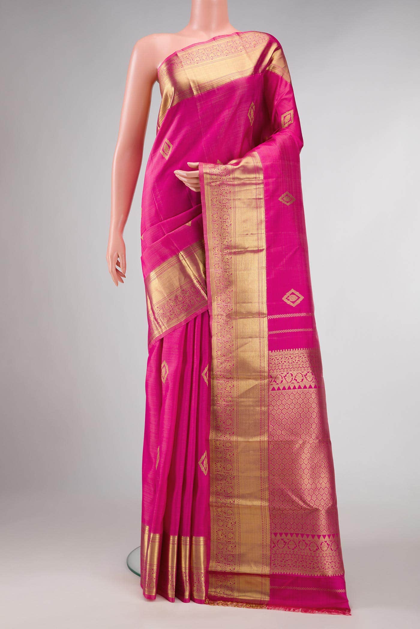 Pink Dual Tone Kanchipuram Silk Saree