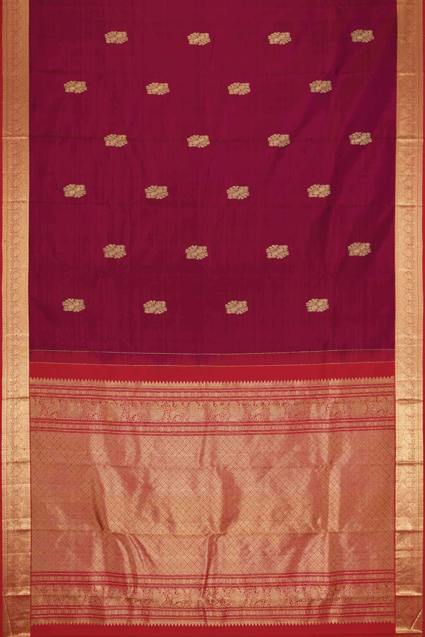 Burgundy Dual Tone Kanchipuram Silk Saree