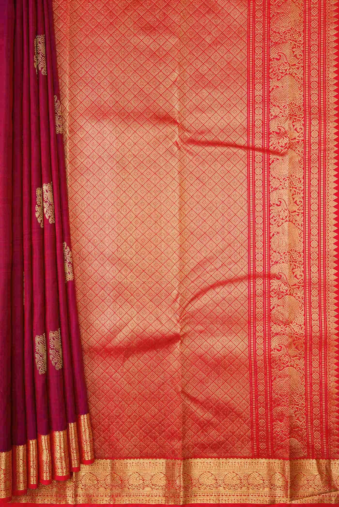 Burgundy Dual Tone Kanchipuram Silk Saree