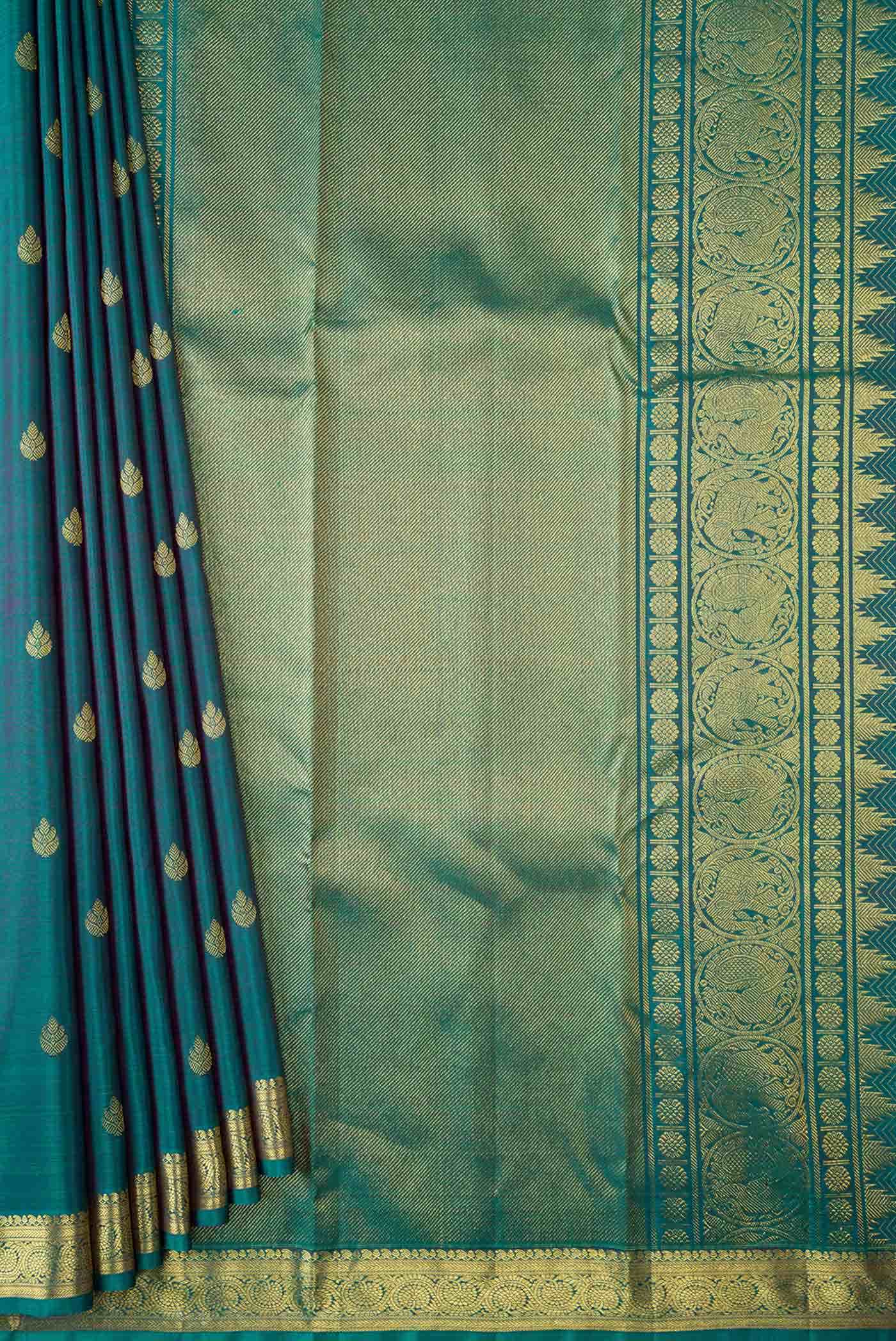 Green Dual Tone Kanchipuram Silk Saree