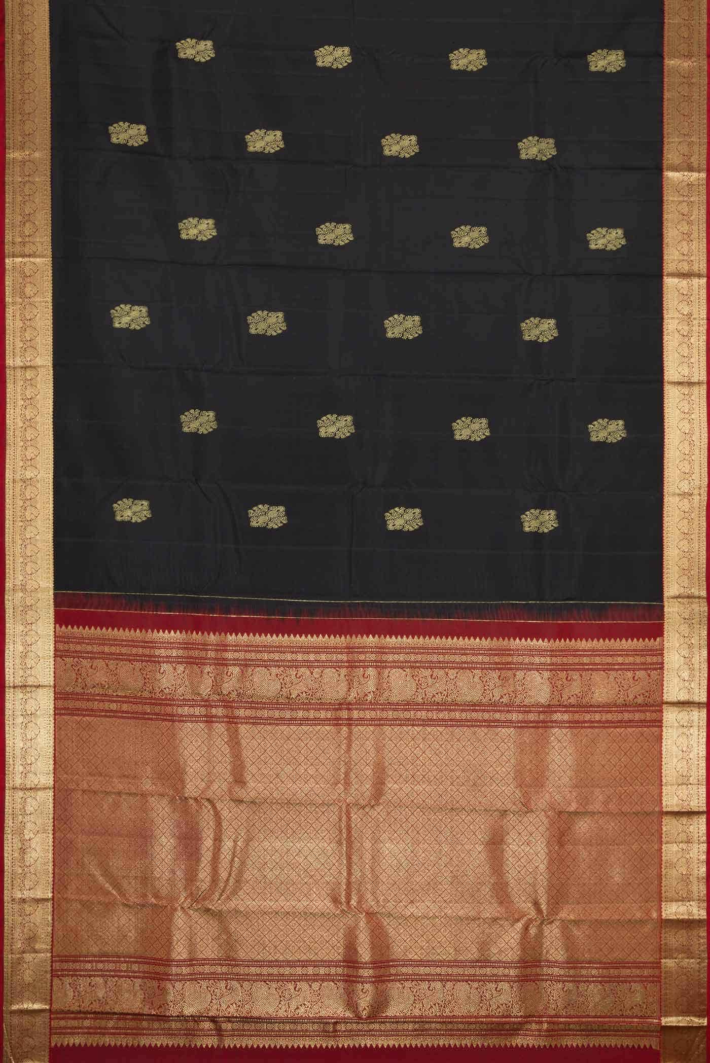 Black Dual Tone Kanchipuram Silk Saree