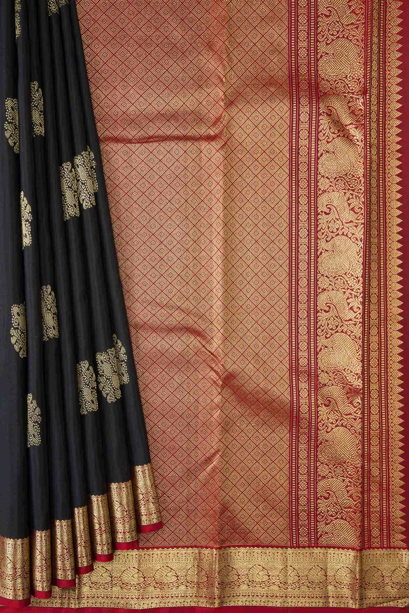 Black Dual Tone Kanchipuram Silk Saree