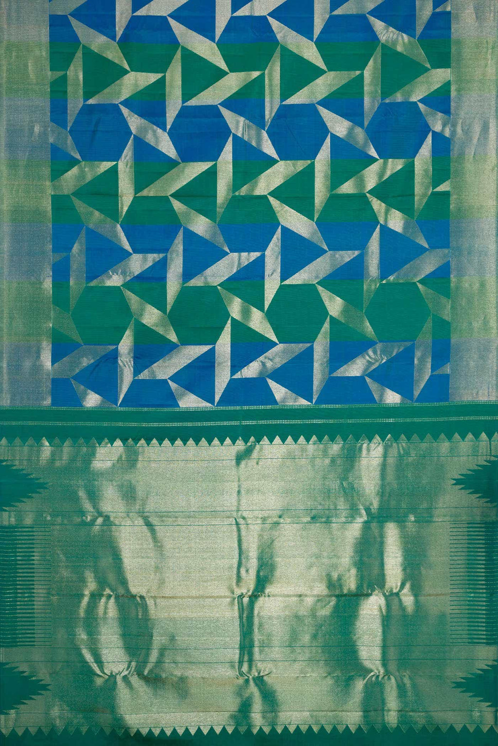 Peacock Blue Dual Tone Kanchipuram Silk Saree