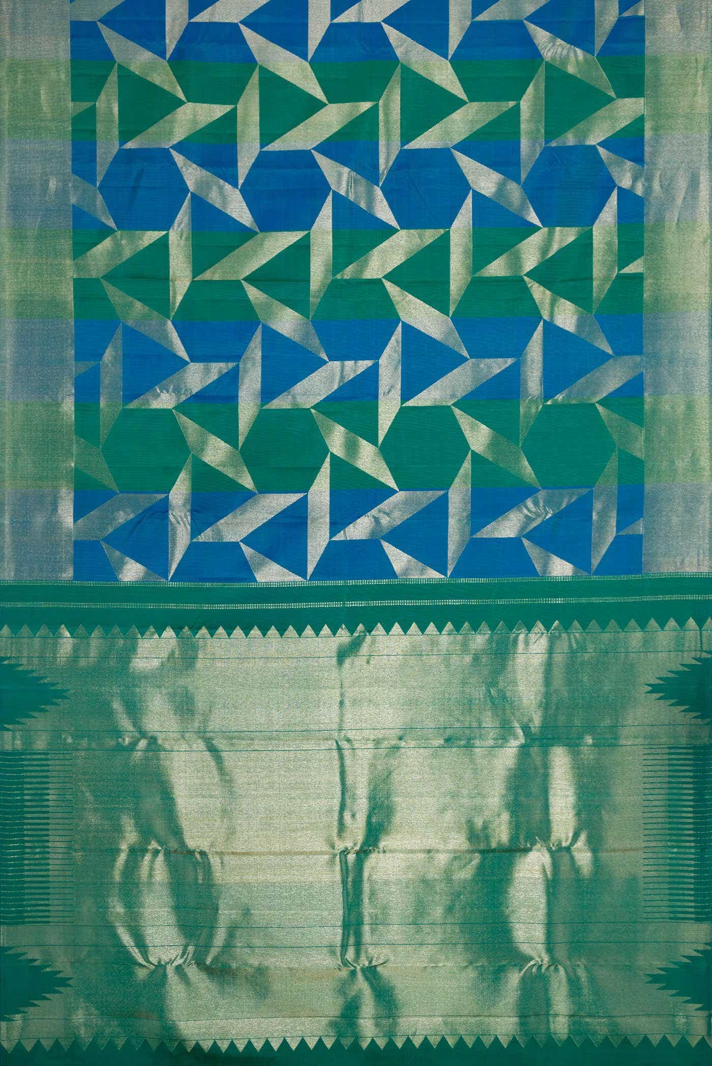 Peacock Blue Dual Tone Kanchipuram Silk Saree