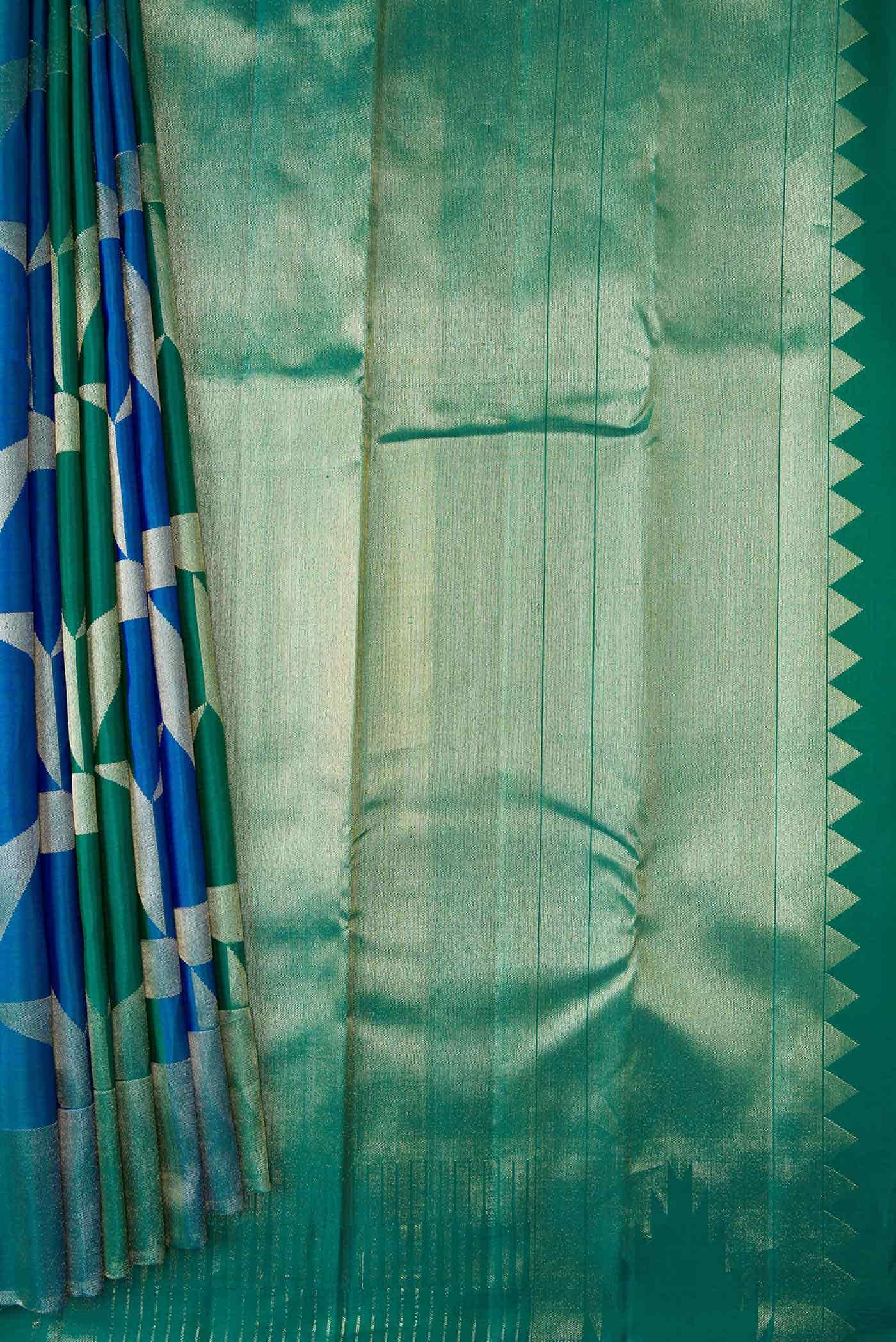 Peacock Blue Dual Tone Kanchipuram Silk Saree