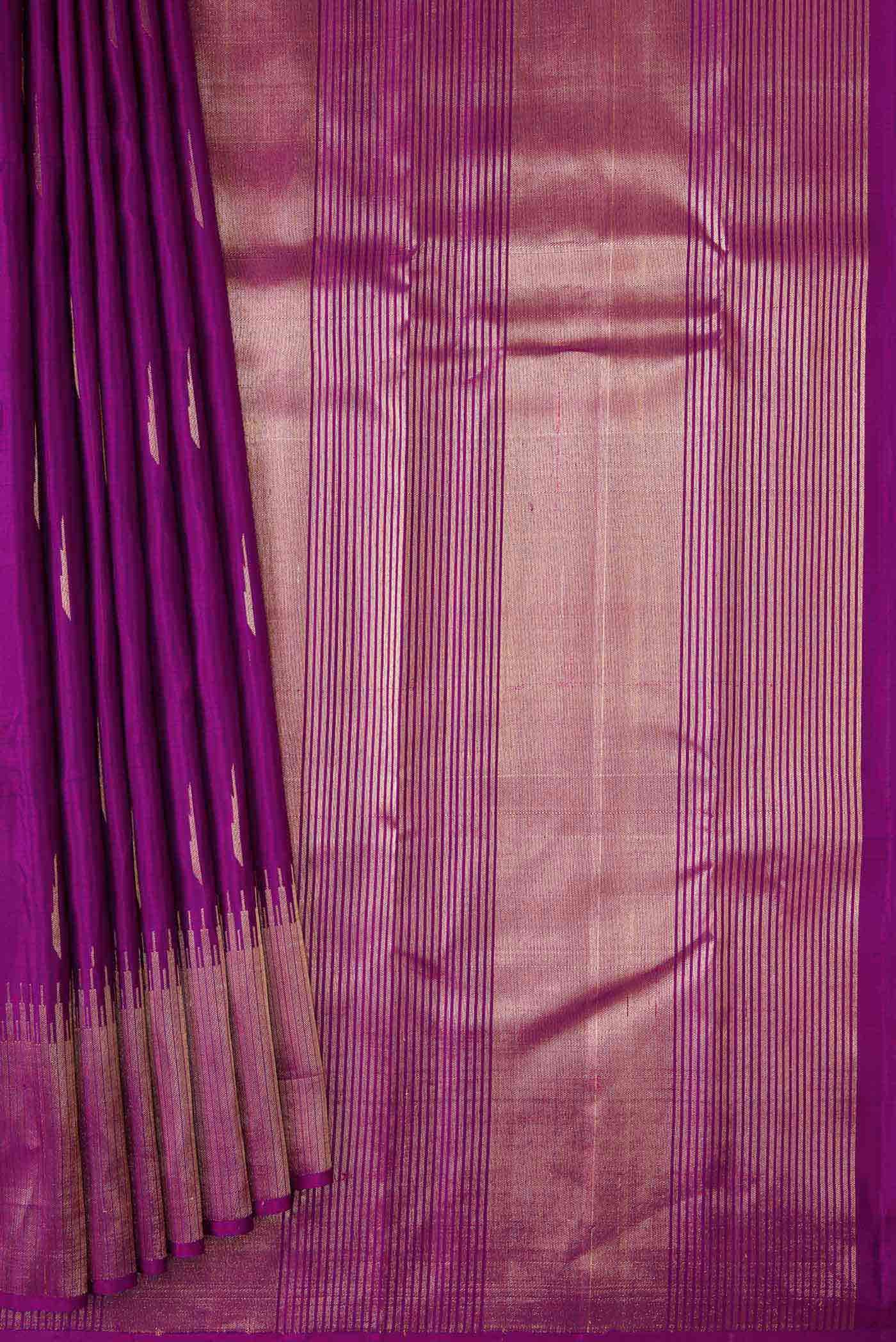 Pure Silk Pure Zari Purple Dual Tone Kanchipuram Saree