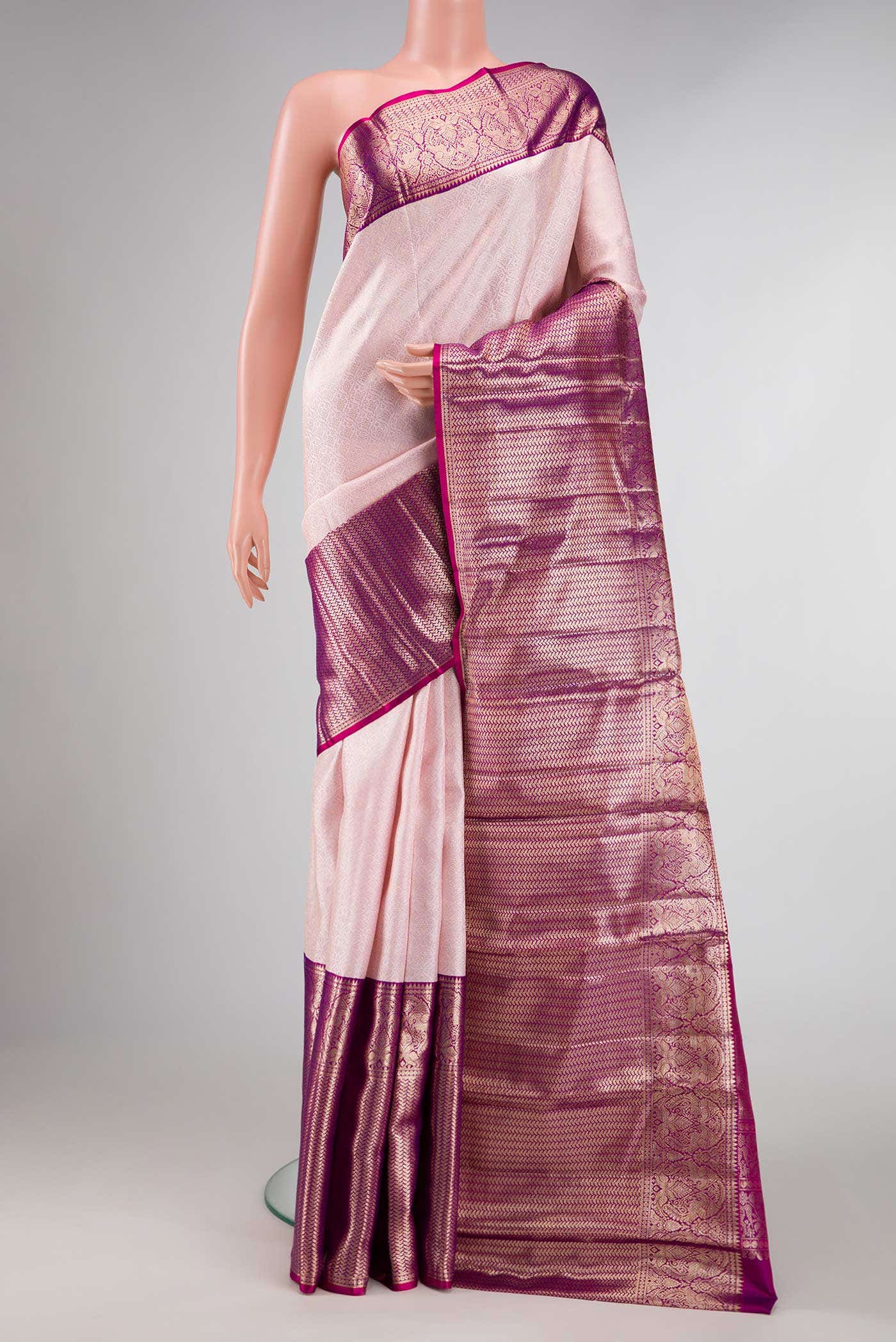 Pink Dual Tone Kanchipuram Silk Saree