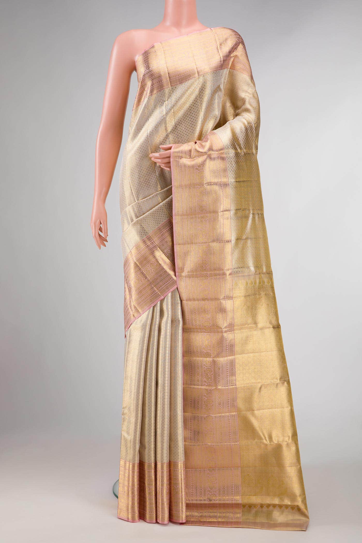 Gold Dual Tone Kanchipuram Tissue Silk Saree