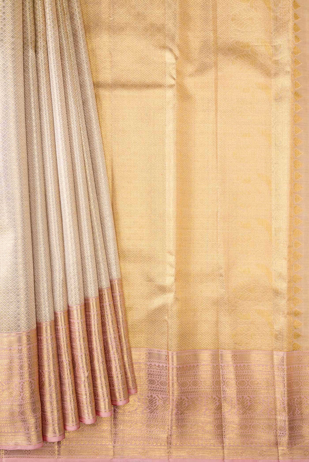Gold Dual Tone Kanchipuram Tissue Silk Saree