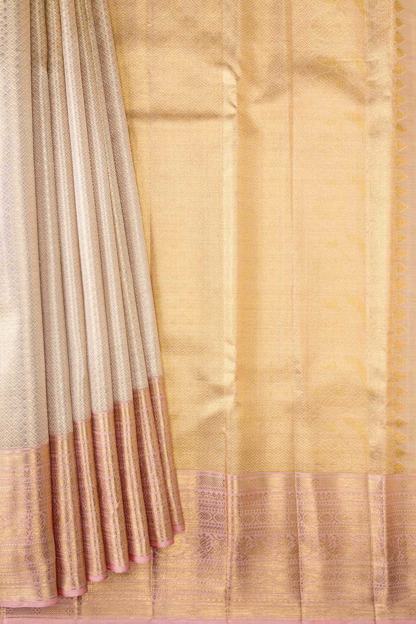 Gold Dual Tone Kanchipuram Tissue Silk Saree