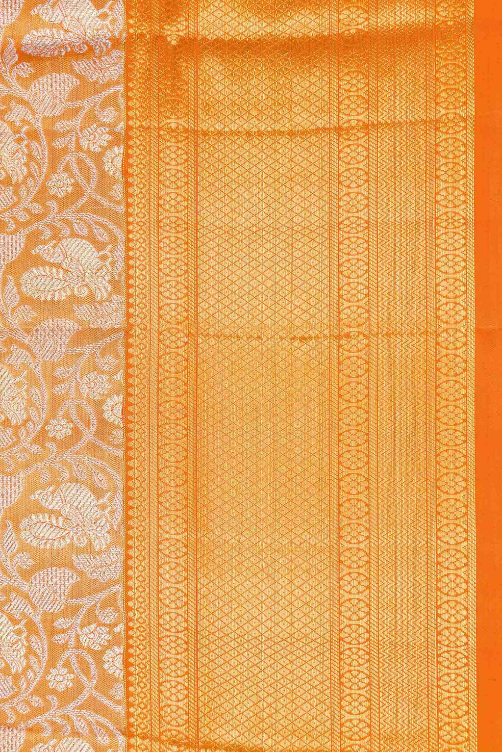 Orange Dual Tone Kanchipuram Tissue Silk Saree