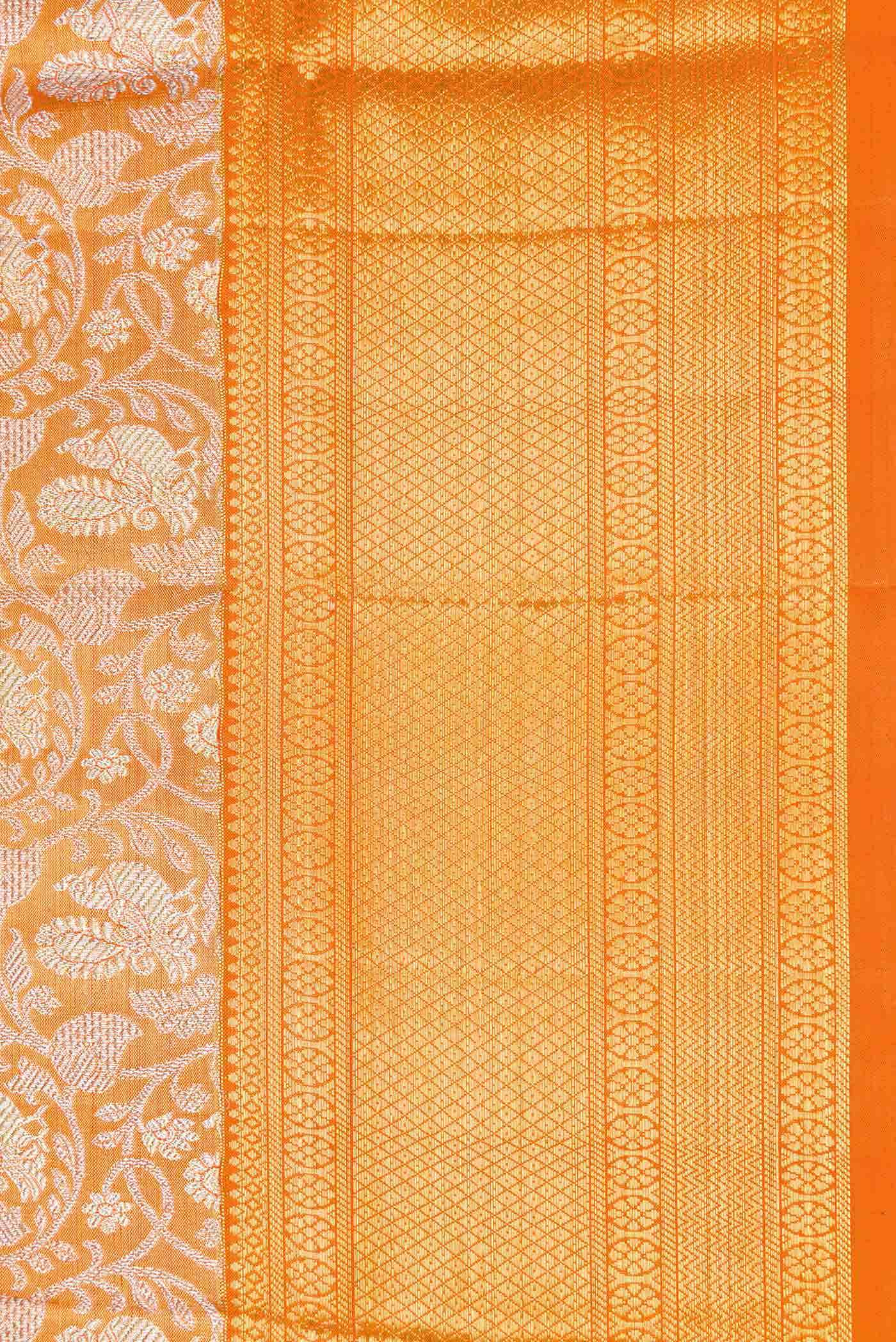 Orange Dual Tone Kanchipuram Tissue Silk Saree